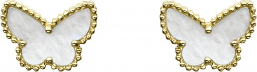 VCARN5JM00_SWEET ALHAMBRA BUTTERFLY EARSTUDS, YELLOW GOLD, WHITE MOTHER-OF-PEARL_615834