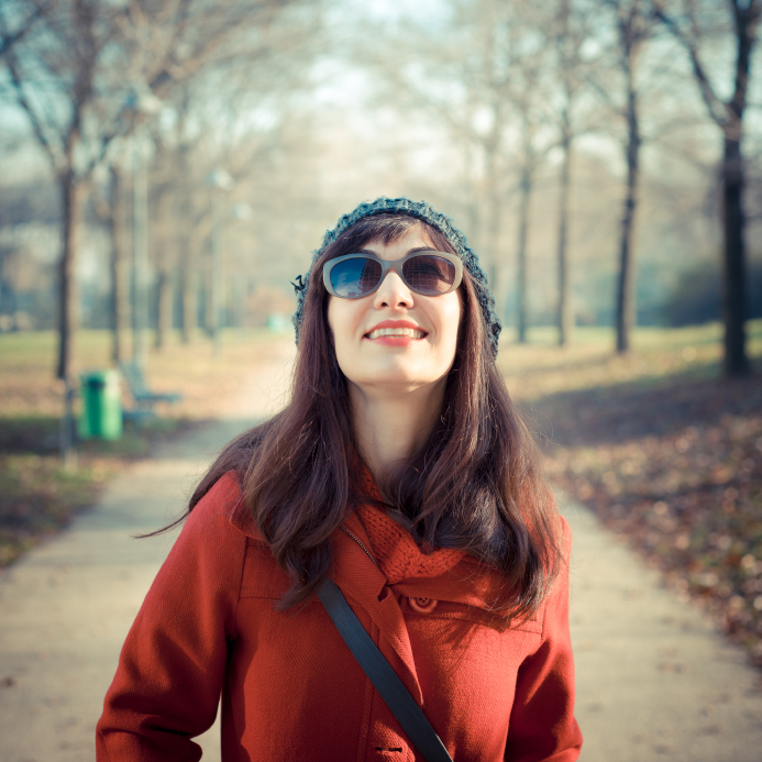 beautiful woman red coat