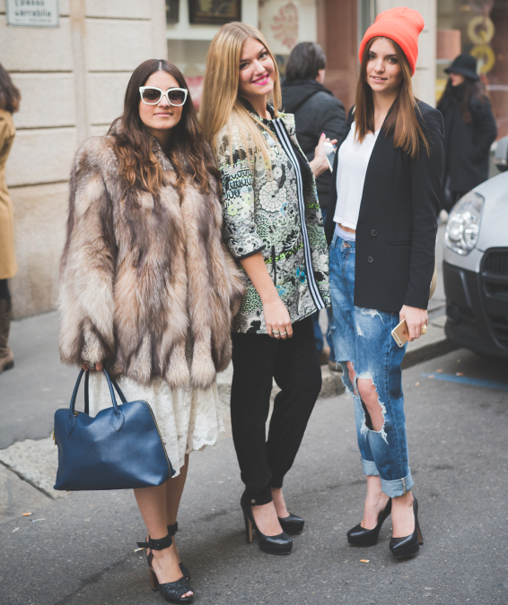 People during Milan Fashion week, Italy on February, 27 2015