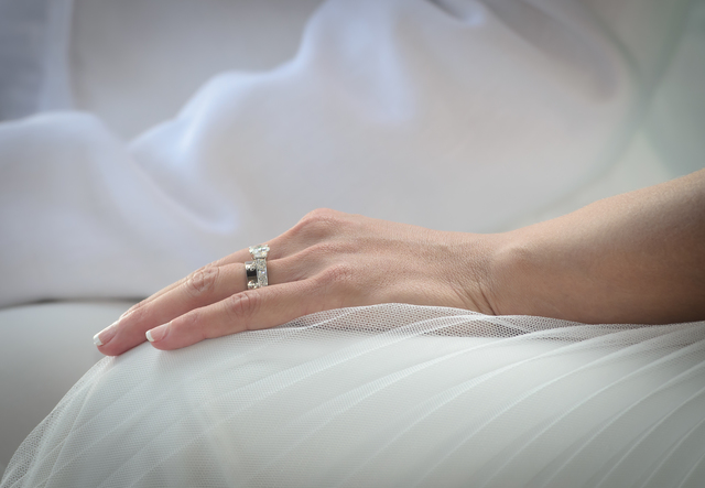 Wedding ring on bride hand