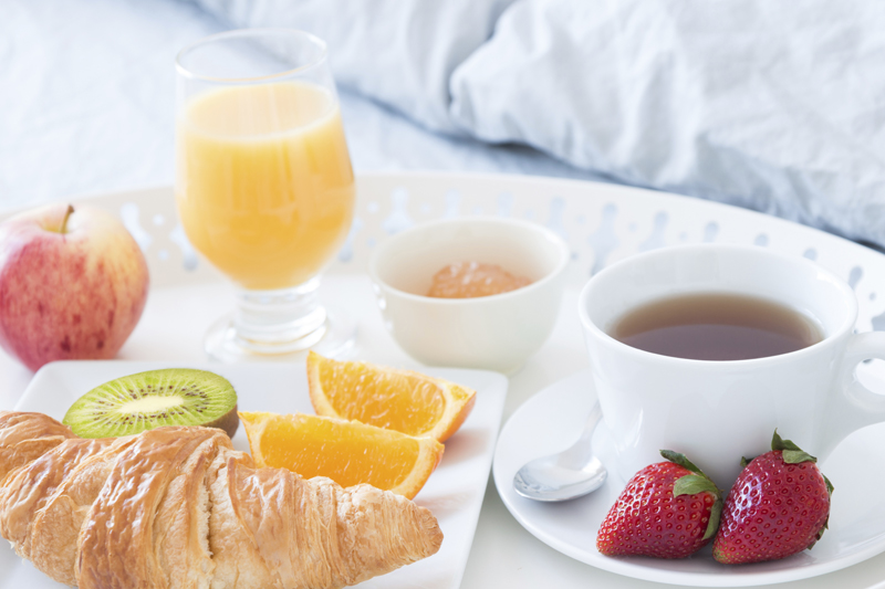 Tasty breakfast in bed