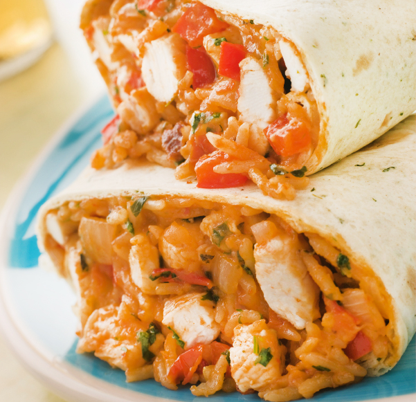 Chicken Rice and Cheese Burrito