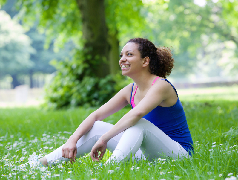 Young woman resting  after workout